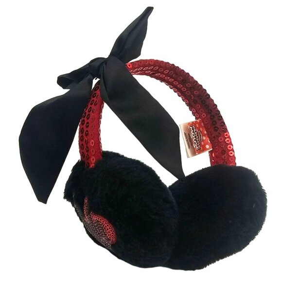 Minnie Mouse Sequin Faux Fur Earmuffs Ear Muffs Disney Bow Winter Girls Plush - Picture 3 of 4